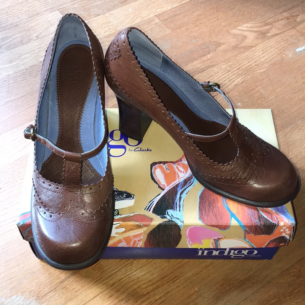 Indigo by Clarks Wing-Tipped Mary Janes in Brown